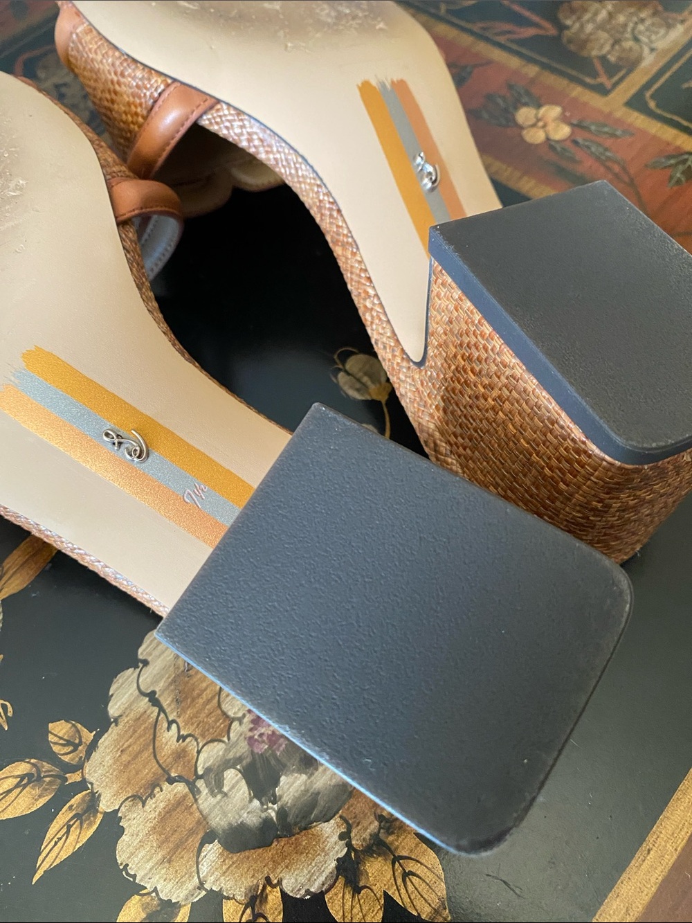 Sam Edelman Woven Straw Slide Heels in Tan - Picture 8 of 9